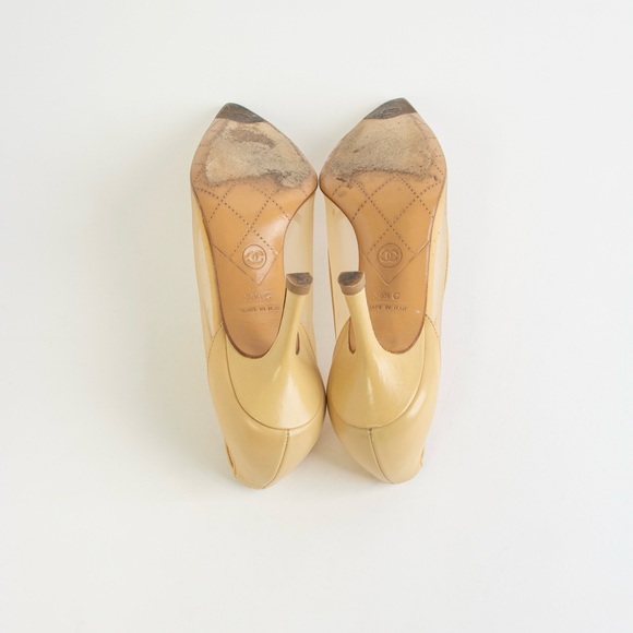 SOLD— Chanel Beige Mesh Heels - Picture 10 of 10
